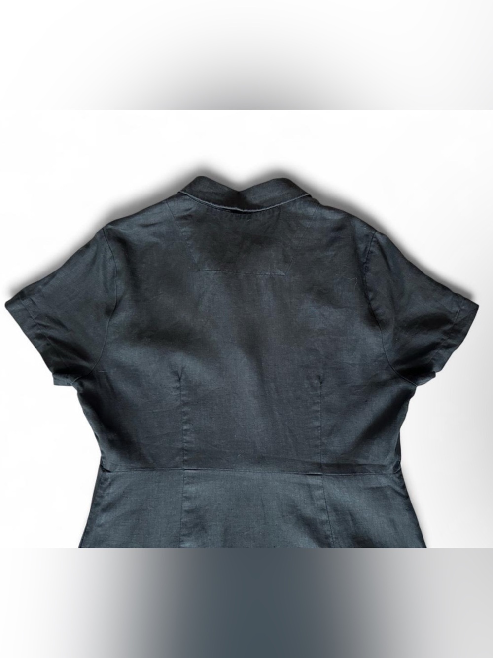 Quince 100% European Linen Button-Front Black Short-Sleeve Dress Women’s - Large - Picture 6 of 12